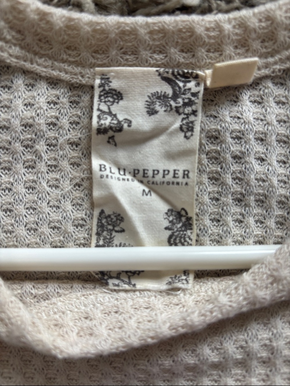 Blu Pepper Cream & Mustard Waffle Knit Tunic with Patterned Boho sleeves - Picture 6 of 7